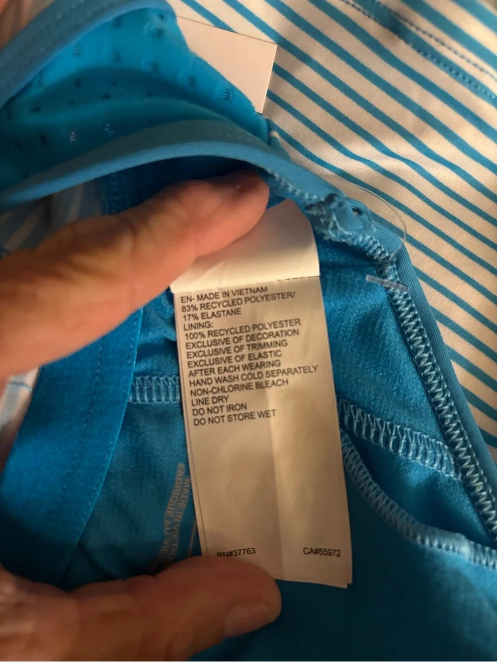 Women’s NWT NIKE Blue Striped Tankini Racer back Top W/Built-In Bra Size Small